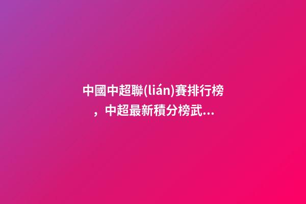 中國中超聯(lián)賽排行榜，中超最新積分榜武漢三鎮(zhèn)客負(fù)仍舊領(lǐng)跑